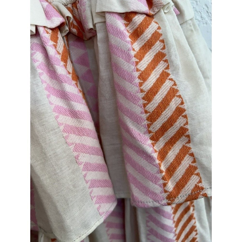 Kasia Sifnos Mini Skirt NEW NWTS Size Xs-M Retail $187 High Rise Ruffle Aztec O - Picture 4 of 7